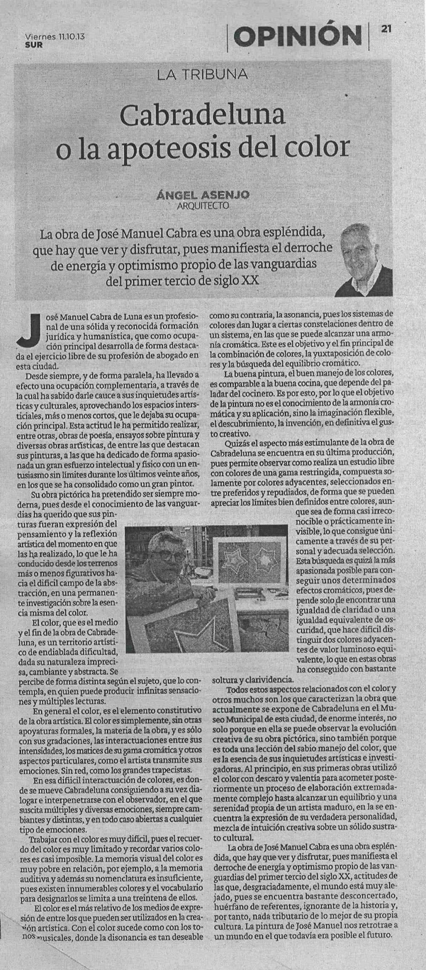 Diario Sur 11 de octubre 2013  Angel Asenjo