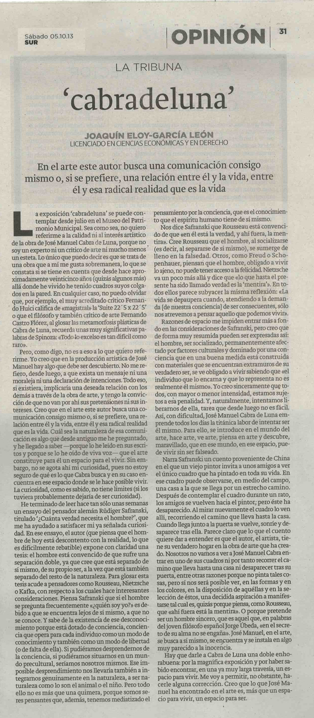 Diario Sur 5-10-13  Joaquin Eloy