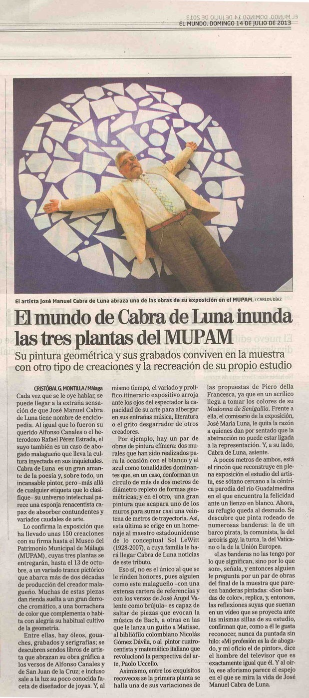 El Mundo 14 de julio 2013 Exposición Mupam