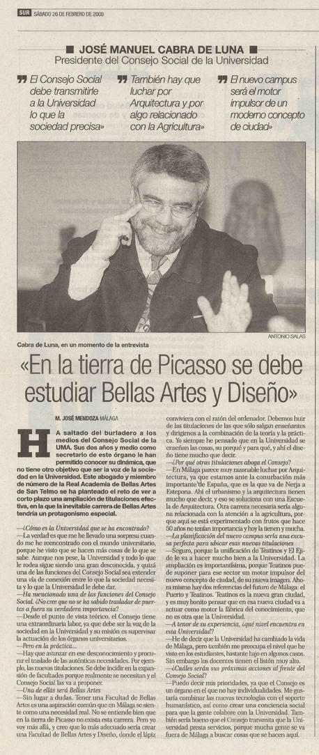 Entrevista  Diario Sur 26-2-2000