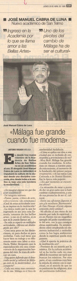 Entrevista  Diario Sur 29-4-99