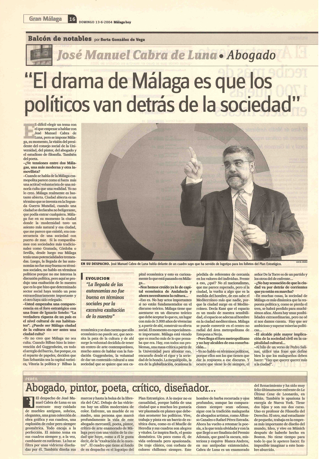 Entrevista en Málaga Hoy 13-6-2004  Página 1 1