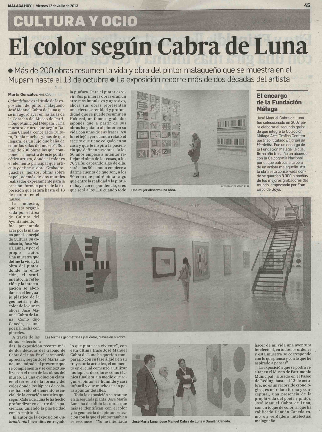 Málaga Hoy 12 de julio 2013 Exposición Mupam